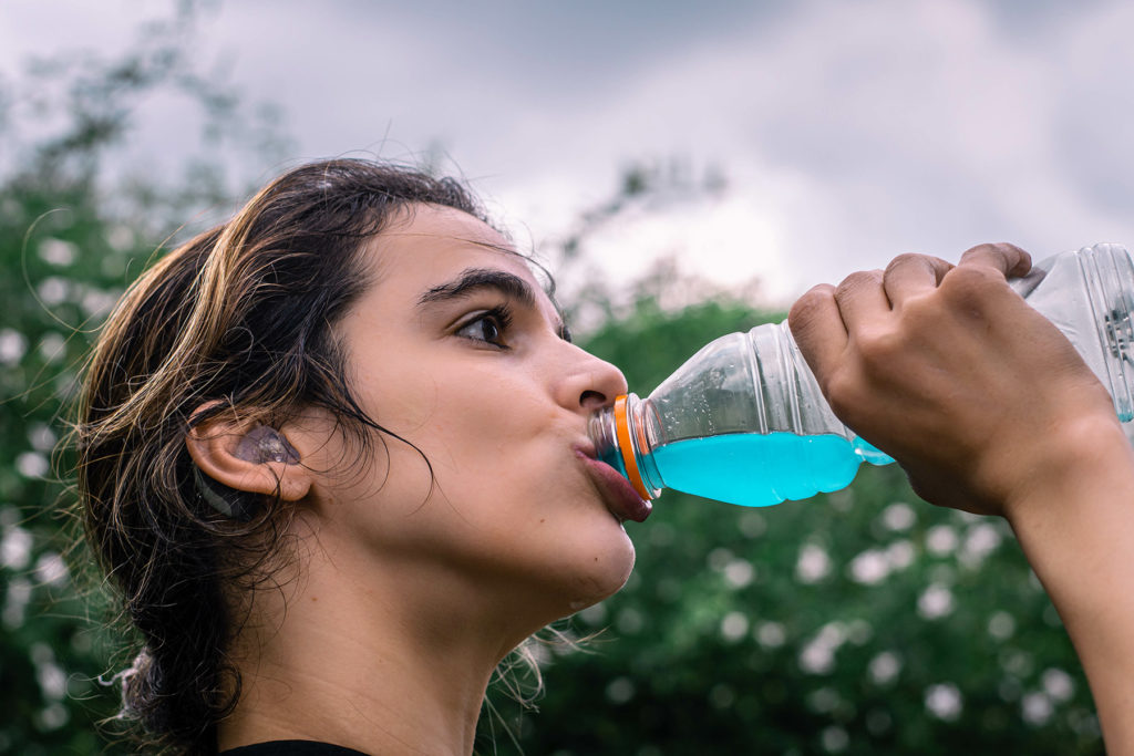 Hearing aid in a high moisture environment while exercising